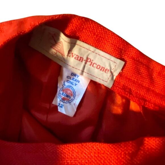 Vintage Evan Picone Linen Lined Red 2 piece Jacket Pockets Suit 10 12 Union Made - Picture 9 of 11